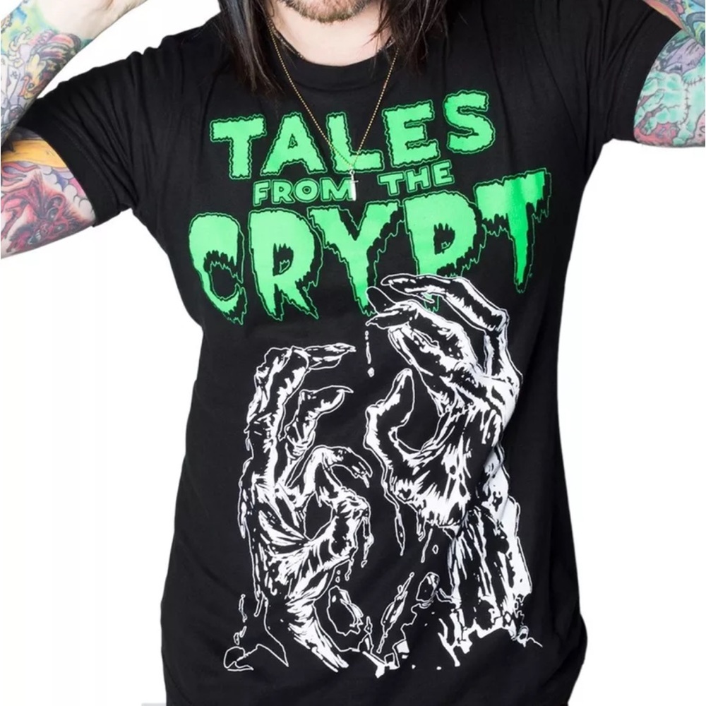 Kreepsville 666 Tales From The‎ Crypt EC Comics Glow Hands TShirt. XL